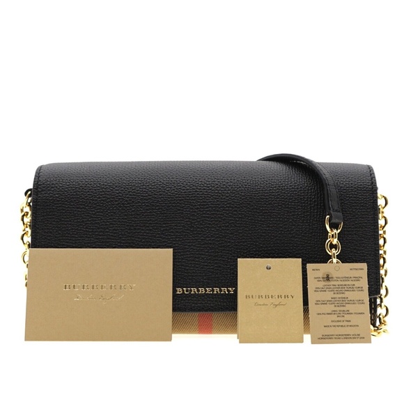 Burberry Henley Chain Crossbody House Check Black New - Picture 4 of 9